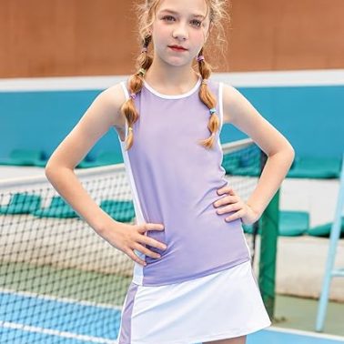 Zaclotre Girls Tennis Dress with Shorts Sleeveless Athletic Tank Top and Skirt Sets 2 Piece Golf Outfit with Pockets
